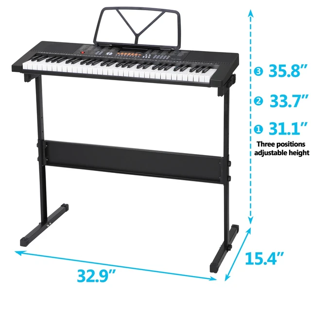 Alt view image 7 of 7 - 61 Key Electronic Keyboard Piano Organ with Microphone Stand Stool Earphone