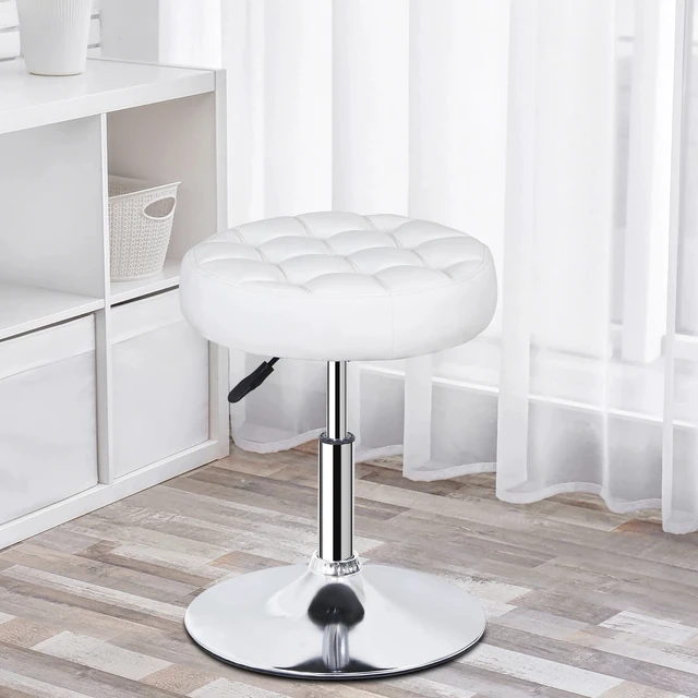 Alt view image 6 of 7 - Adjustable Round Ottoman Stool Vanity Stool Chair PU Leather Swivel Makeup Stool