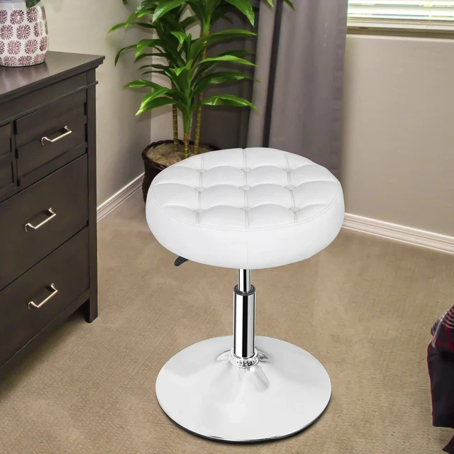Alt view image 7 of 7 - Adjustable Round Ottoman Stool Vanity Stool Chair PU Leather Swivel Makeup Stool