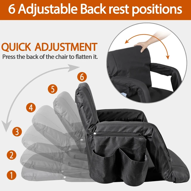 Alt view image 4 of 7 - Foldable Heated Stadium Seats for Bleachers with Back Support and Wide Cushion