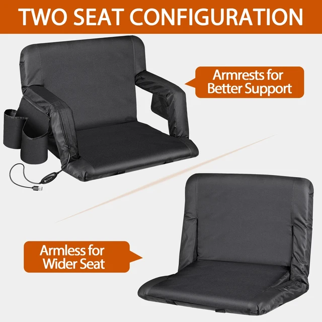 Alt view image 5 of 7 - Foldable Heated Stadium Seats for Bleachers with Back Support and Wide Cushion