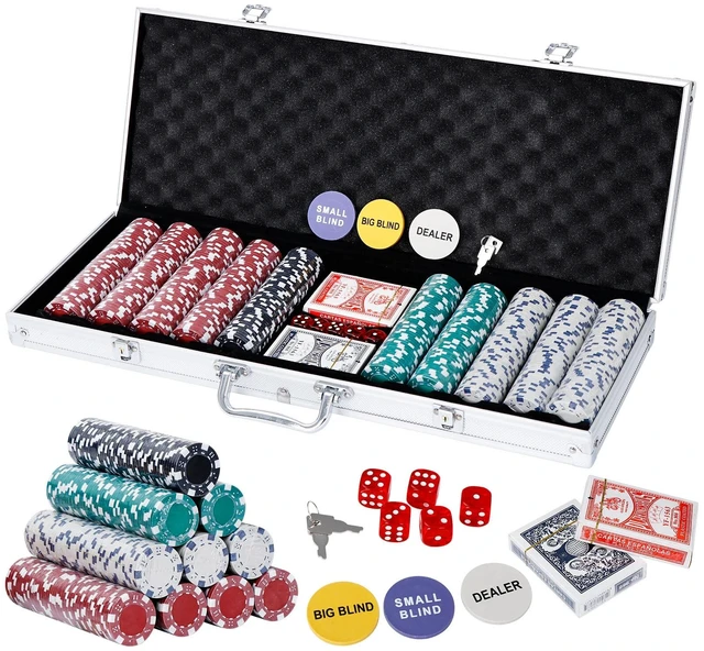 Main image of 500PCS Poker Chip Set Table Game Aluminum Carry Case Blackjack Roulette