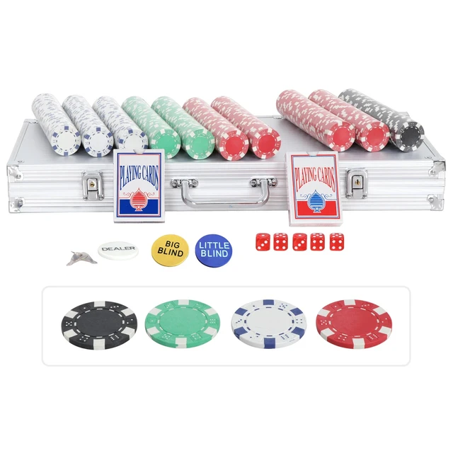 Alt view image 4 of 7 - 500PCS Poker Chip Set Table Game Aluminum Carry Case Blackjack Roulette