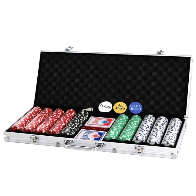 Alt view image 6 of 7 - 500PCS Poker Chip Set Table Game Aluminum Carry Case Blackjack Roulette