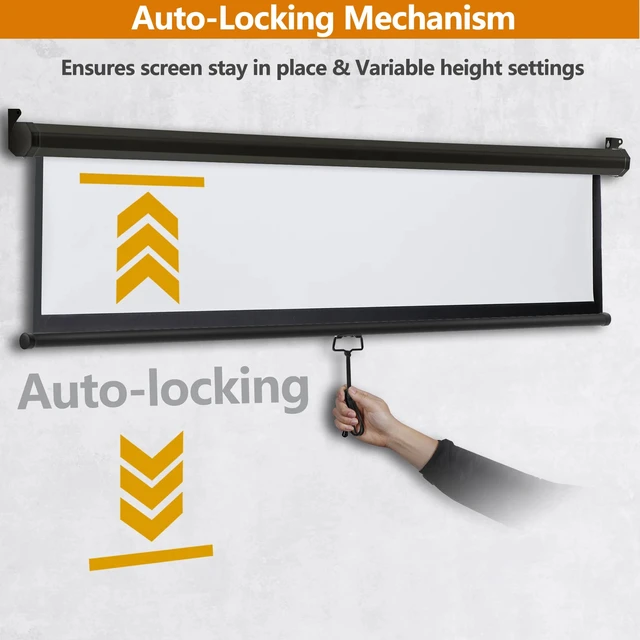 Alt view image 7 of 7 - Black Projector Screen Pull Down 16:10 Foldable Wall Mount HD Projection Screen