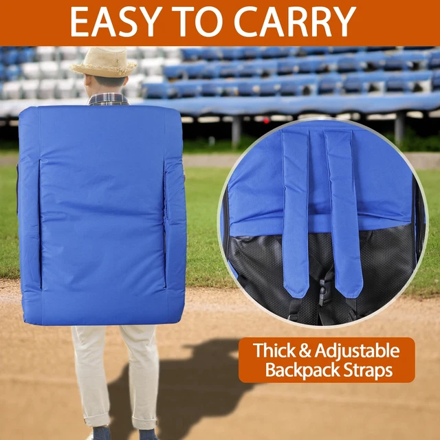 Alt view image 7 of 7 - Reclining Stadium Seat Chair with Backrest & Armrests Cushion for Bleachers Blue