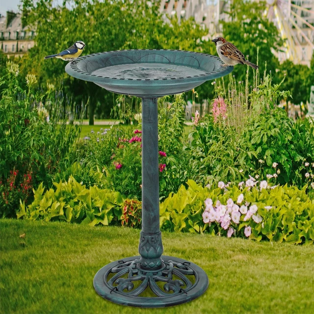 Main image of 28" Height Birdbath Pedestal Bird Bath Outdoor Garden Decor Vintage Yard Art