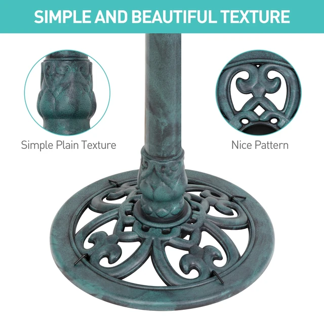 Alt view image 2 of 7 - 28" Height Birdbath Pedestal Bird Bath Outdoor Garden Decor Vintage Yard Art