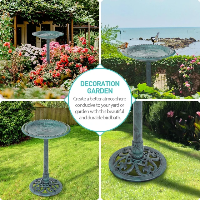 Alt view image 6 of 7 - 28" Height Birdbath Pedestal Bird Bath Outdoor Garden Decor Vintage Yard Art
