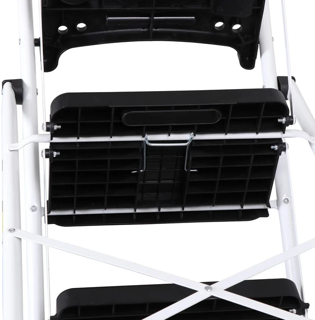 Alt view image 4 of 7 - 4 Step Ladder w/ Tool Tray Folding Step Stool w/ Wide Non-Slip Pedal & Handgrip