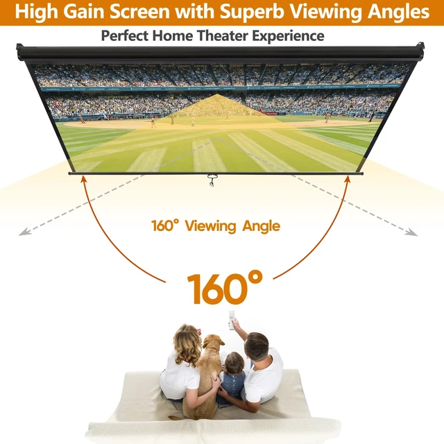 Alt view image 2 of 7 - 72" Roll Down Pull Down Projection Projector Screen 4:3 HD Movie Theater Black