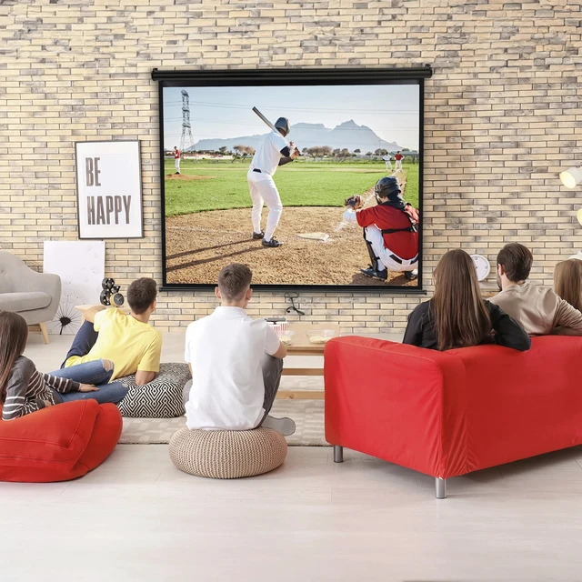 Alt view image 3 of 7 - 72" Roll Down Pull Down Projection Projector Screen 4:3 HD Movie Theater Black