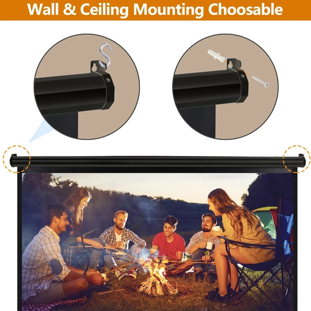 Alt view image 6 of 7 - 72" Roll Down Pull Down Projection Projector Screen 4:3 HD Movie Theater Black