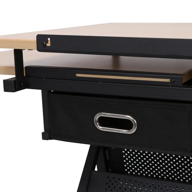 Alt view image 6 of 7 - Drafting Drawing Table Tiltable Tabletop, Adjustable Height, Edge Stopper