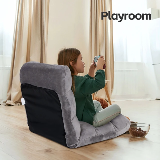 Alt view image 7 of 7 - Floor Gaming Chair Adjustable 14-Position Sleeper Bed Couch Recliner Gray