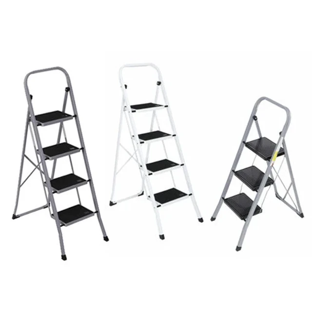 Alt view image 2 of 7 - 4 Steps Ladder Folding Anti-Slip Safety Folding Steel Wide Pedal 300Lbs Load