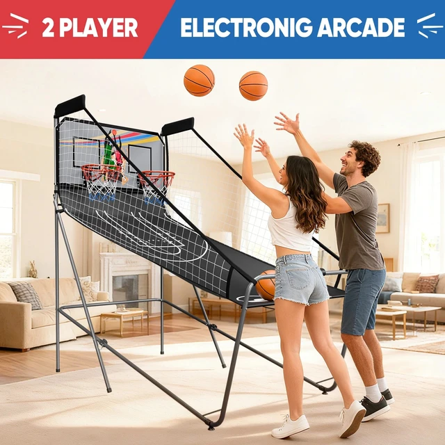 Alt view image 2 of 7 - Basketball Arcade Game Electronic Hoops Shot Electronic Scorer Dual 2 Players