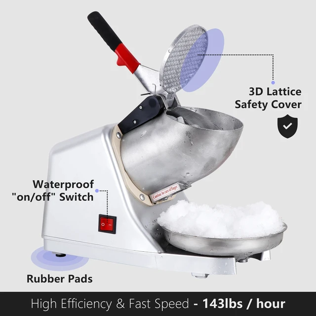 Alt view image 6 of 7 - Ice Shaver Machine Snow Cone Maker Shaved Ice 143 lbs Electric Crusher Shaving