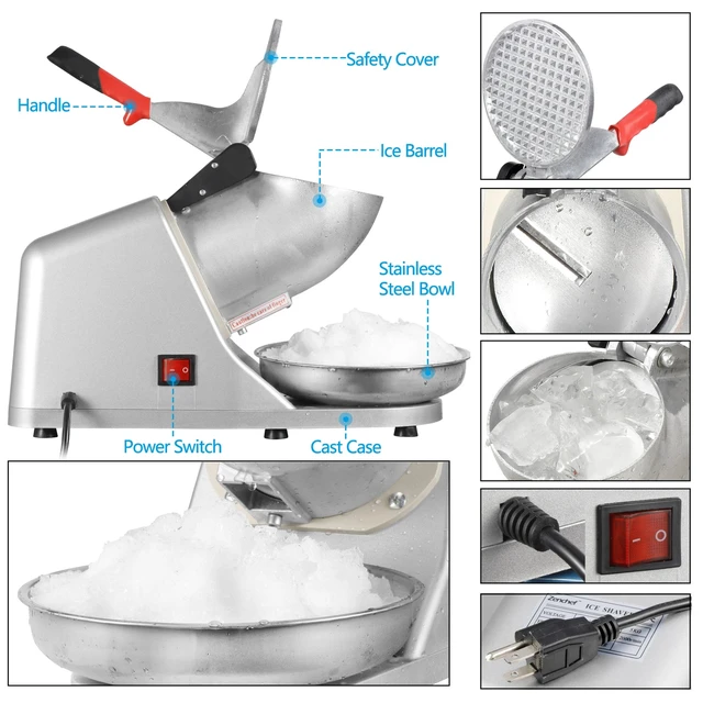 Alt view image 7 of 7 - Ice Shaver Machine Snow Cone Maker Shaved Ice 143 lbs Electric Crusher Shaving