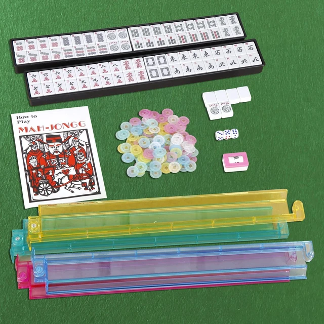 Alt view image 4 of 7 - American Mahjong Mah Jongg Set 166 Tiles 4 All-in-One Rack/Pushers w/ Red Bag