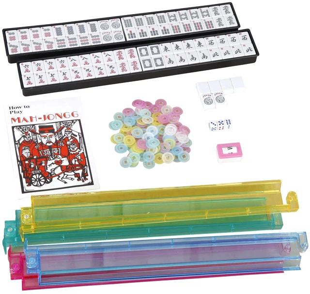 Alt view image 5 of 7 - American Mahjong Mah Jongg Set 166 Tiles 4 All-in-One Rack/Pushers w/ Red Bag