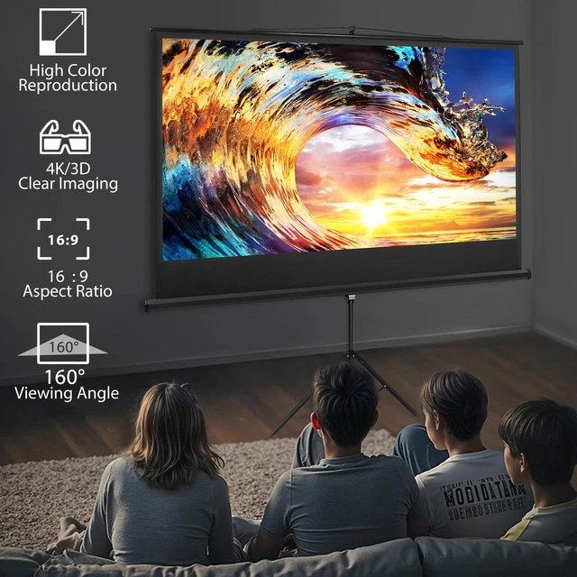Alt view image 2 of 7 - Portable Projector Screen with Stand 84" 16:9 Projection Screen w/ Carrying Bag