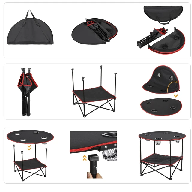 Alt view image 5 of 7 - Portable Folding Picnic Table Outdoor Camping Table w/4 Cup Holder & Bag for BBQ