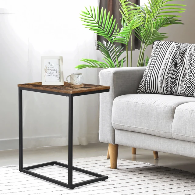 Alt view image 2 of 7 - C Shaped End Table Small Side Couch Sofa Table with Metal Frame for Living Room