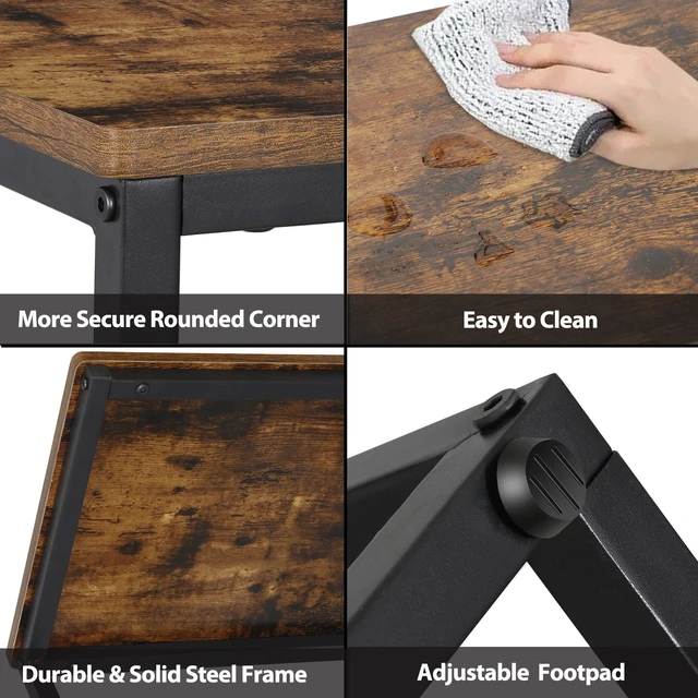 Alt view image 5 of 7 - C Shaped End Table Small Side Couch Sofa Table with Metal Frame for Living Room