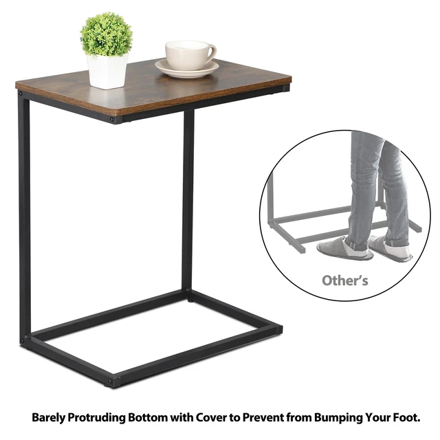 Alt view image 4 of 7 - C Shaped End Table Small Side Couch Sofa Table with Metal Frame for Living Room