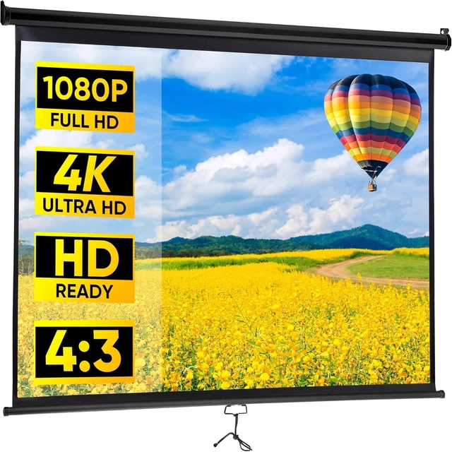 Main image of Portable Projector Screen Pull Down 72" 4:3 Video Projection Screen Home Theater