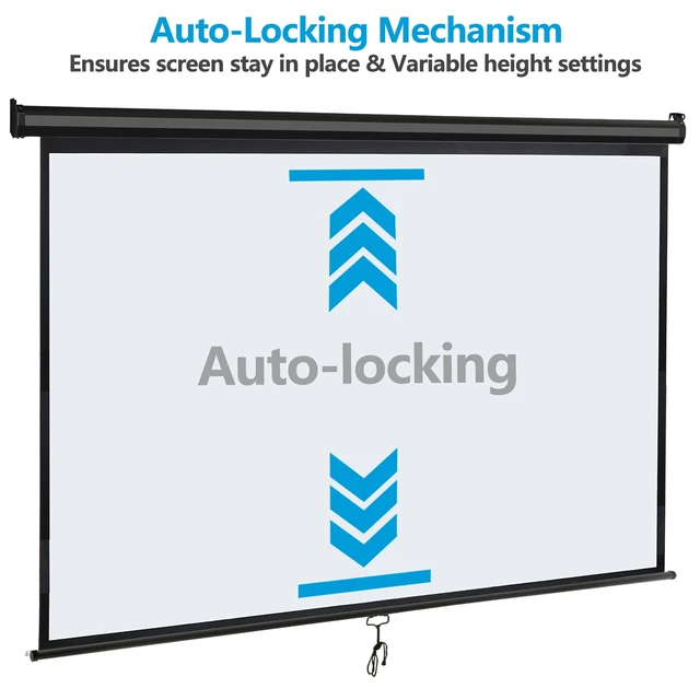 Alt view image 3 of 7 - 80" Projection Projector Screen Manual Pull Down 16:9 HD 4K Movie Theater Black