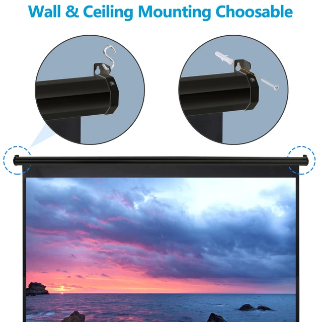Alt view image 4 of 7 - 80" Projection Projector Screen Manual Pull Down 16:9 HD 4K Movie Theater Black