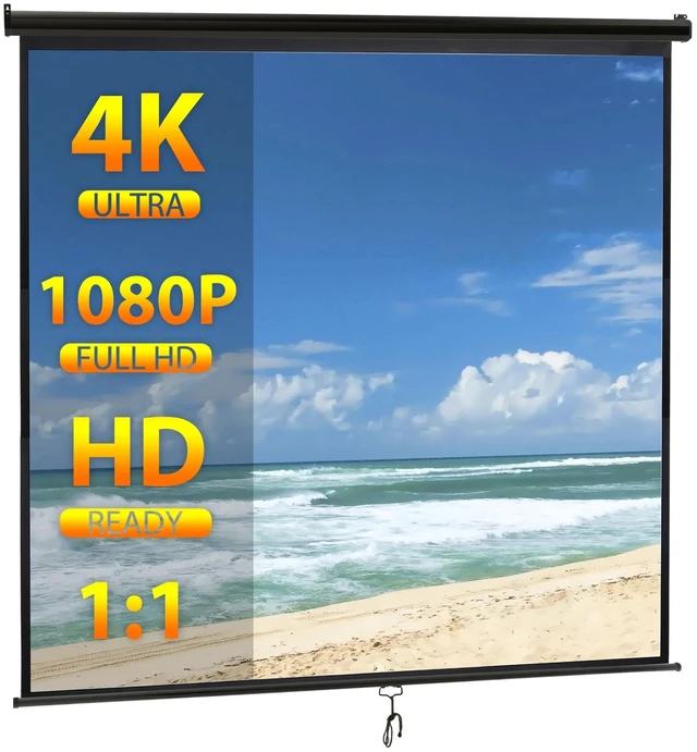 Main image of 120" Projector Screen Manual Pull Down HD Screen 1:1 HD Projection Screen Black