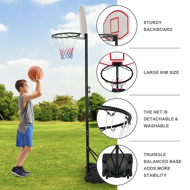 Alt view image 5 of 7 - Portable 7ft Basketball Hoop Outdoor Adjustable Height Backboard System Kids