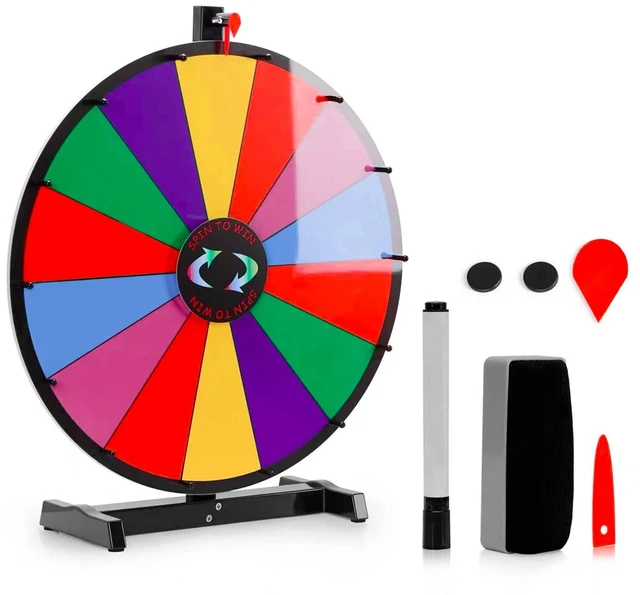 Main image of 24 Inch Color Prize Wheel Tabletop 14 Slots Heavy Duty Editable Spinning Wheel