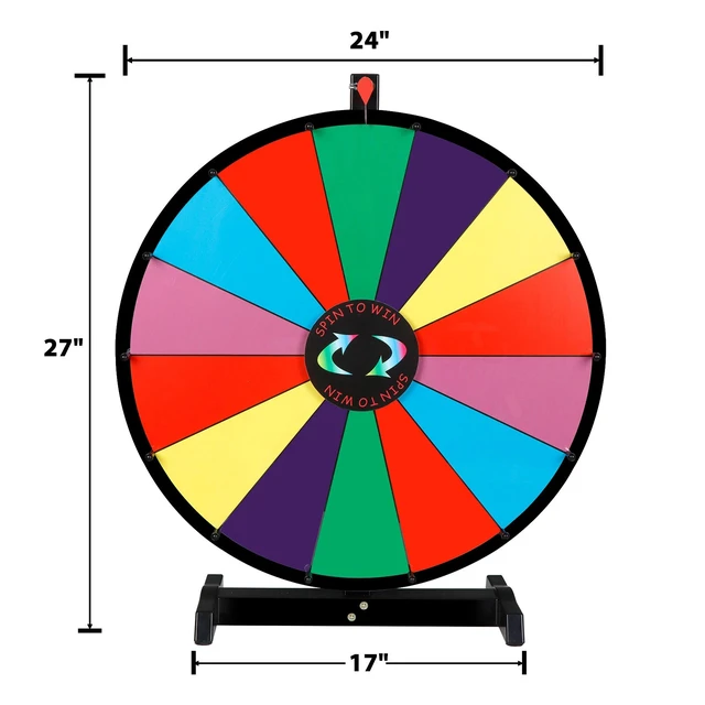 Alt view image 4 of 7 - 24 Inch Color Prize Wheel Tabletop 14 Slots Heavy Duty Editable Spinning Wheel