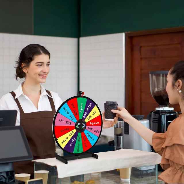 Alt view image 7 of 7 - 24 Inch Color Prize Wheel Tabletop 14 Slots Heavy Duty Editable Spinning Wheel