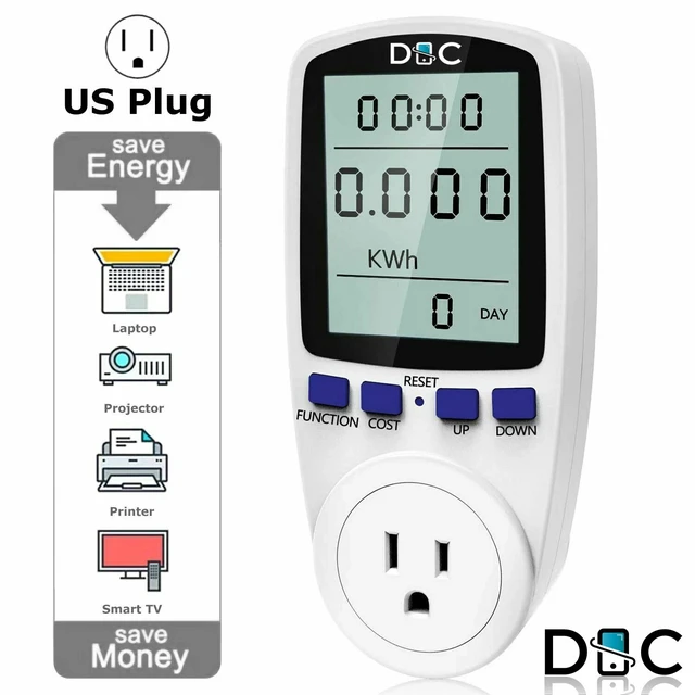 Alt view image 3 of 7 - Digital Power Saving Energy Monitor Watt Amp Volt KWh Meter Electricity Analyzer