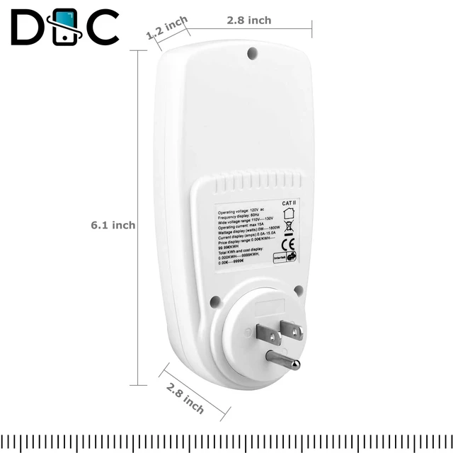 Alt view image 6 of 7 - Digital Power Saving Energy Monitor Watt Amp Volt KWh Meter Electricity Analyzer