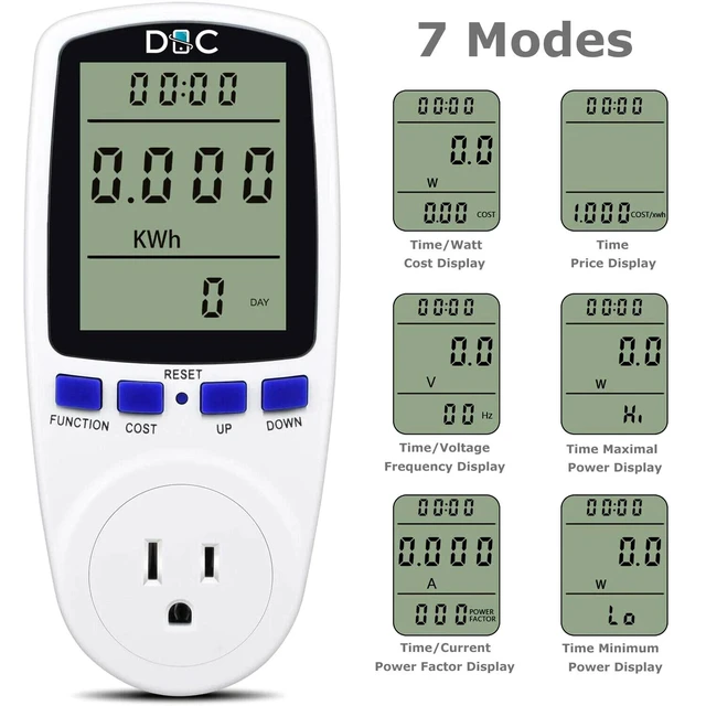 Alt view image 7 of 7 - Digital Power Saving Energy Monitor Watt Amp Volt KWh Meter Electricity Analyzer