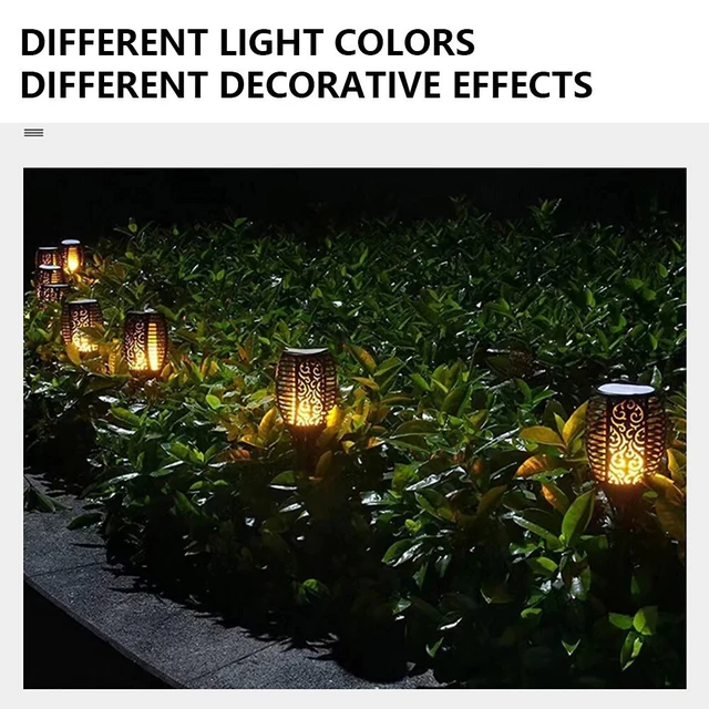Alt view image 2 of 7 - 4 Pcs Solar Flame Torch Light Flickering Pathway Light for Garden Lawn Outdoor
