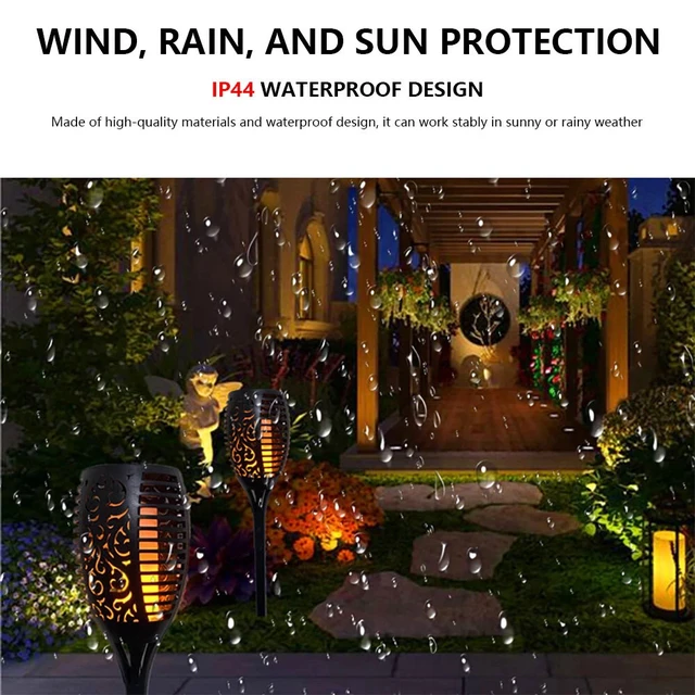 Alt view image 3 of 7 - 4 Pcs Solar Flame Torch Light Flickering Pathway Light for Garden Lawn Outdoor