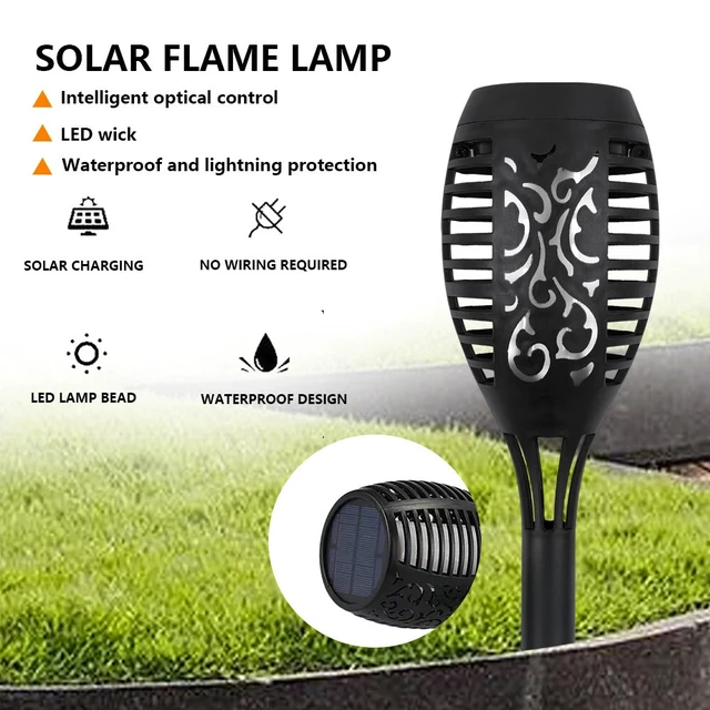 Alt view image 5 of 7 - 4 Pcs Solar Flame Torch Light Flickering Pathway Light for Garden Lawn Outdoor