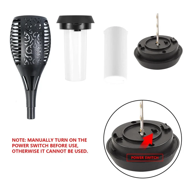 Alt view image 7 of 7 - 4 Pcs Solar Flame Torch Light Flickering Pathway Light for Garden Lawn Outdoor