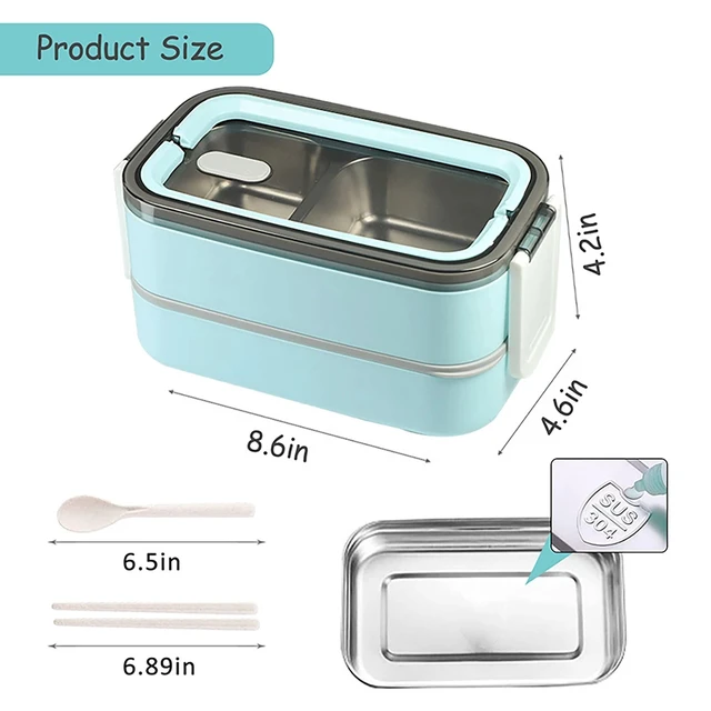 Alt view image 4 of 7 - Large 1400ML Bento Lunch Box Double Layer Leakproof Portable Food Container