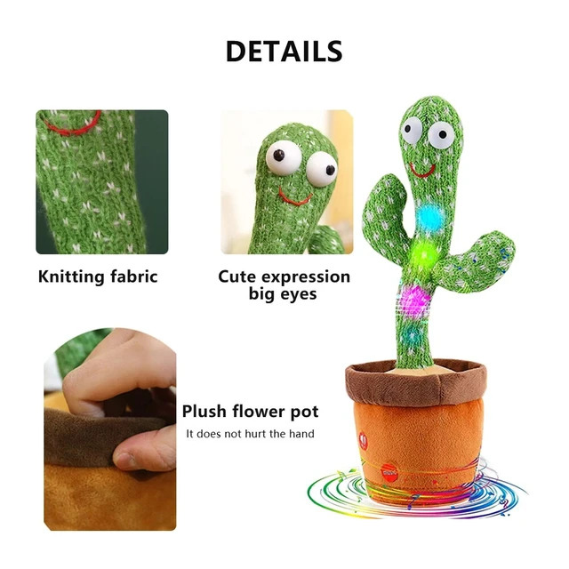 Alt view image 6 of 6 - Dancing Cactus Toy | Talking Singing Recording Plush Doll Funny Gift for Kids