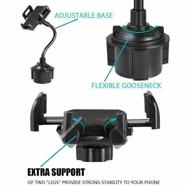 Alt view image 3 of 5 - Universal Cell Phone Mobile Cup Holder Stand Cradle Adjustable Car Trucks Mount