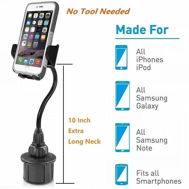 Alt view image 4 of 5 - Universal Cell Phone Mobile Cup Holder Stand Cradle Adjustable Car Trucks Mount