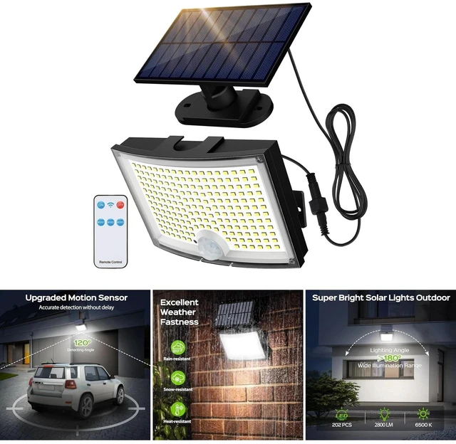 Main image of 202 LED Solar Power Motion Sensor Light PIR Security Outdoor Garden Wall Lamp